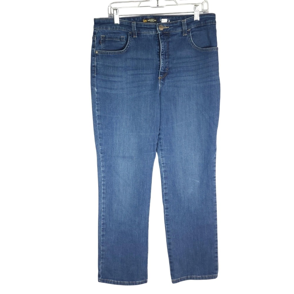 Lee‎ Jeans Womens 16 Blue Relaxed Fit Straight Leg High Rise Stretch 29 Inseam